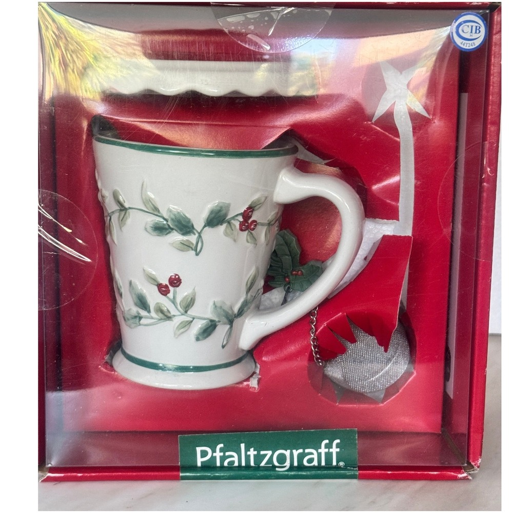 Pfaltzgraff Winterberry Covered Mug with Tea Infuser Set 109-B64-00 Holiday New